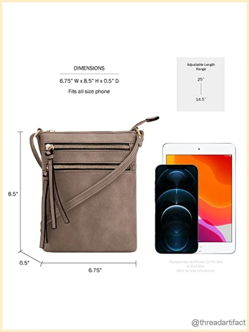 PU Leather Crossbody Bag with Multiple Pockets and Adjustable Strap